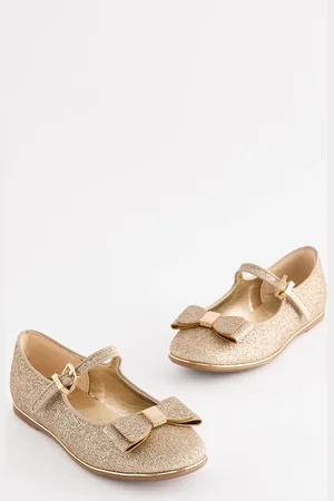 Ted Baker Goudkleurige Mary Jane-meisjesschoenen met strik en glitterEU 35.5 (UK 3)
