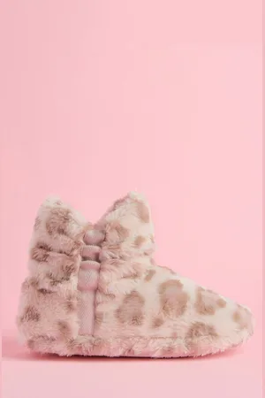 Lipsy London Luipaard comfortabele pantoffellaarsjes van imitatiebont met ruches nachtkledingEU 28 (UK 10)