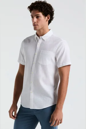 Original Penguin Textured Short Sleeve 100% Cotton White ShirtX-large
