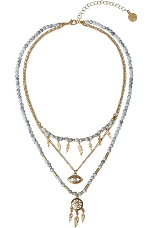 Bibi Bijoux Gold Tone Dreamcatcher Beaded Layered Necklaceeen