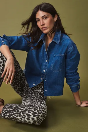 Next Raw Hem Cropped Denim 100% Cotton ShirtXXXL standaard