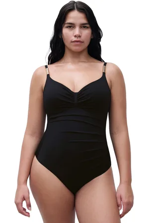 Chantelle Icon Underwired Ruched Smoothing Black Swimsuit80 DD