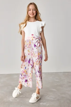 Ted Baker Pink Pleated Satin Bow Detail Jumpsuit5 Jaar (110cm)