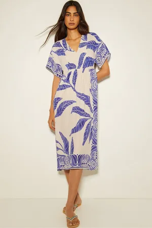 Monsoon Dina Palm Print Midi DressXL