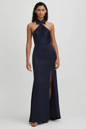 Halston Heritage Satin Halter Neck Maxi Dress34