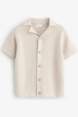 Next Textured Revere Collar Short Sleeve Knitted 100% Cotton Polo Shirt (3mths-7yrs)98104cm