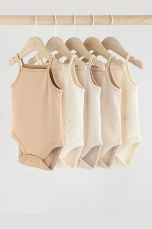 Next Baby Strappy Vest 100% Cotton Bodysuits 5 Pack8086cm