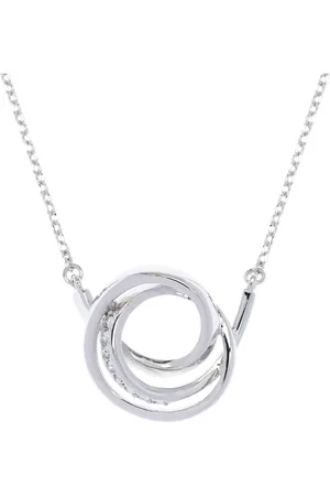 Karen Millen Silver Tone Crystal Ribbon Pendant Necklaceeen