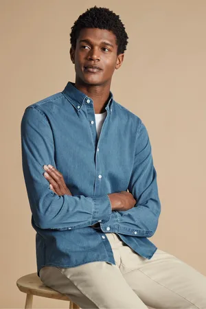 Charles Tyrwhitt Slim Fit Plain 100% Cotton Denim ShirtM