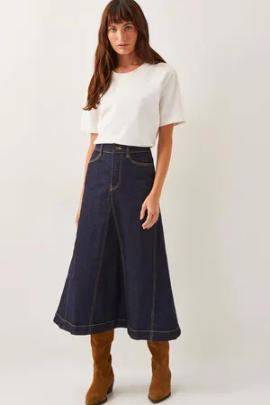 Monsoon Goldie Godet Denim Skirt40