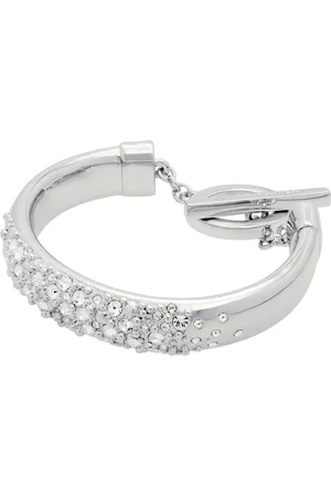Karen Millen Silver Tone Encrusted Hoops & T-Bar Bangle Seteen