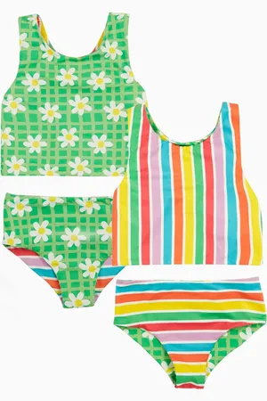 Frugi Blue Tegan Reversible Tankini Rainbow122128cm