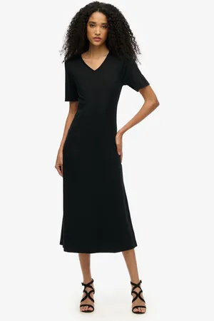 Superdry Short Sleeve V-Neck Midi Jersey 100% Cotton. Dress44