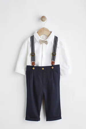 Next Baby 100% Cotton Shirt Trousers and Braces Set 4 Piece (0mths-2yrs)1.5