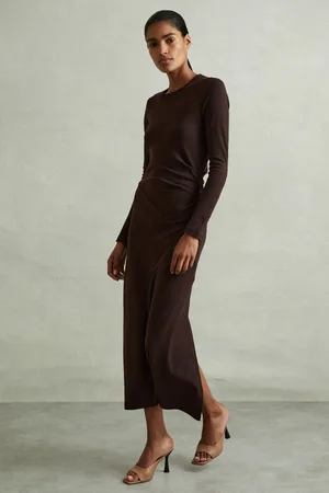 Reiss Sloane Wool Ruche Detail Midi DressS