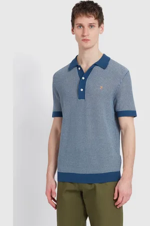 Farah Blue 100% Organic Cotton Sandford Knit Polo ShirtX-large