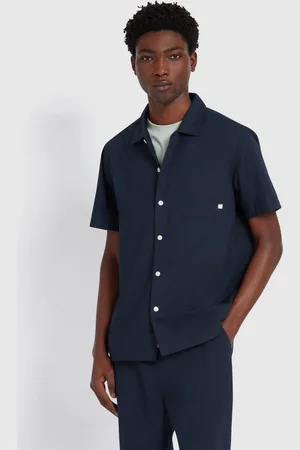 Farah Blue 100% Organic Cotton Ossie Short Sleeve ShirtLarge