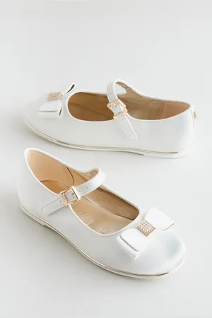 Ted Baker Goudkleurige Mary Jane-meisjesschoenen met strik en glitteruk3eu355