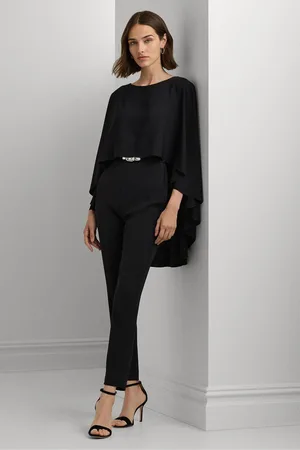 Ralph Lauren Belted Cape Georgette Jumpsuit40