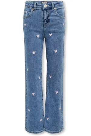 ONLY Blue Wide Leg Heart Print Jeans11 Jaar (146cm)