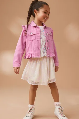 Next 100% Cotton Frill Shoulder Denim Jacket (3-16yrs)16 Jaar (176cm)