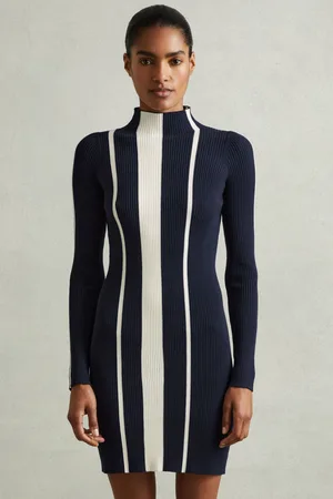 Reiss Kelli Ribbed Striped Mini DressS