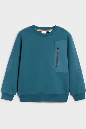 Paul Smith Boys Mid Blue Nylon Panel Crew Neck 100% Cotton Sweatshirt7