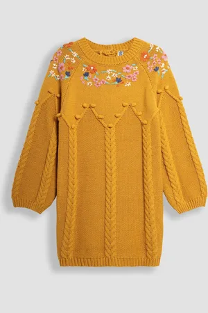 JoJo Maman Bébé Floral Embroidered Cable Knitted Dress12
