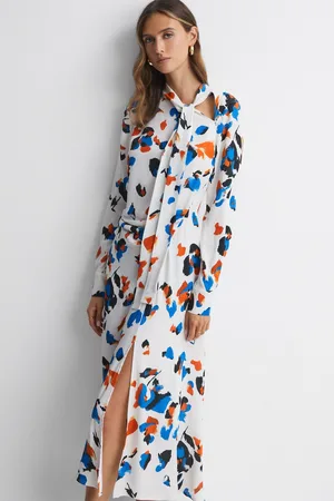 Reiss Niyah midi-jurk met print en gestrikte hals36