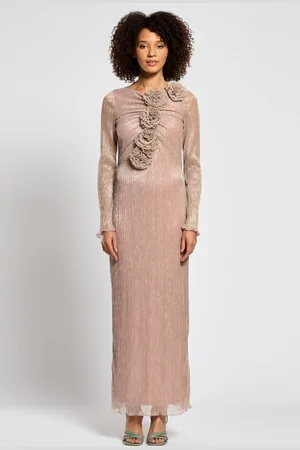 DASKA Capella Maxi Dress With Long Sleeves And 3D Flower Detailssmall