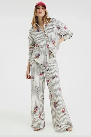 River Island Floral Print Stripe Embroidered 100% Cotton Shirt44