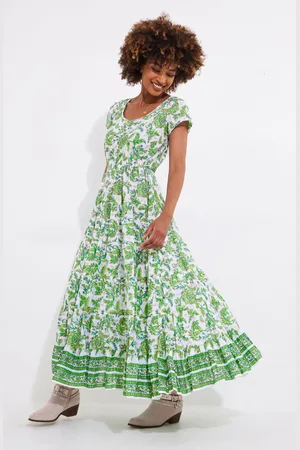 Joe Browns Botanical Full Skirt Crinkle 100% Cotton Maxi Dress40petite