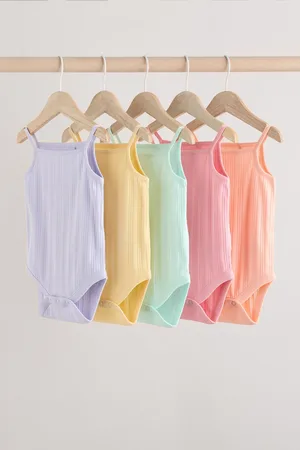 Next Ribbed Strappy Vest Baby 100% Cotton Bodysuits 5 Pack2