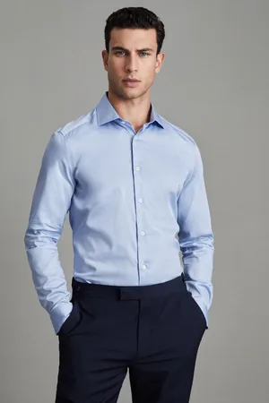 Reiss Remote Slim Fit Cotton Sateen Striped ShirtXL