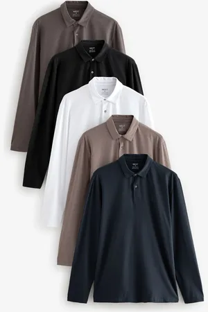Next Verpakking van 5 poloshirts van jersey met lange mouwenXL