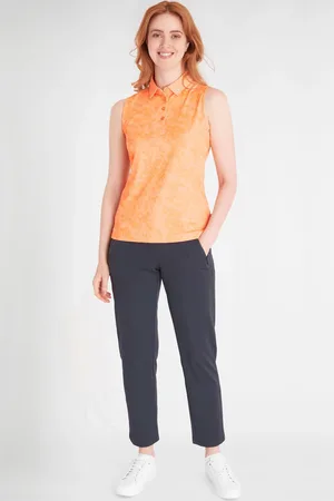 Calvin Klein Orange Canvas Print Polo ShirtM