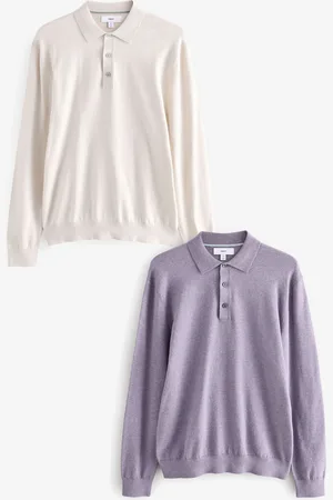 Next Knitted Long Sleeve Polo Shirts 2 PackXS