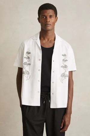 Reiss Goya Cotton Floral Embroidered ShirtX-large