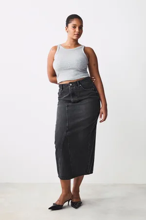 Next Hourglass Maxi Back Split Denim 100% Cotton Skirt40 Petite