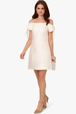 Adrianna Papell Scallop Neck Short White Dress42