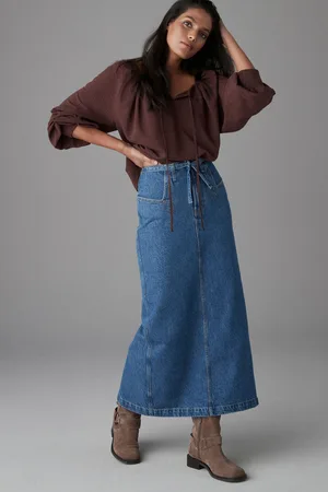Next 100% Cotton Belted Pocket Stitch Midi Skirt40