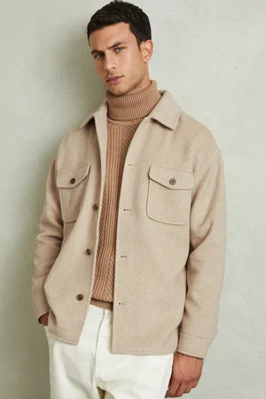 Reiss Compton Wool Blend Herringbone Twill OvershirtXS