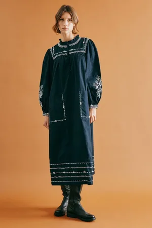 Albaray Blue Embroidered 100% Cotton Dress38