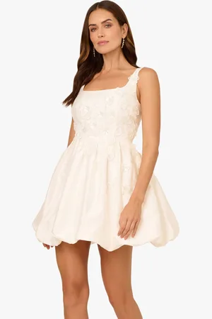 Adrianna Papell Bead Taffeta Bubble White Dress44