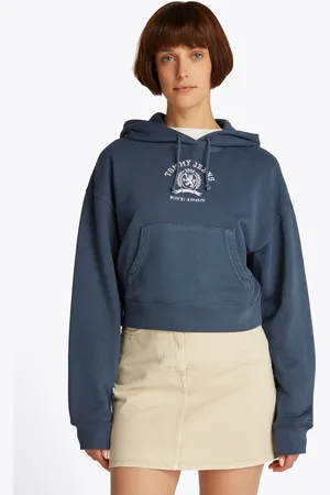 Tommy Hilfiger Boxy Cropped Varsity 100% Cotton Hoodielarge