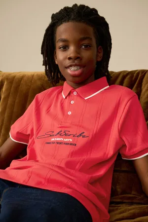 Next Textured Short Sleeve 100% Cotton Jersey Polo Shirt (3-16yrs)166168cm