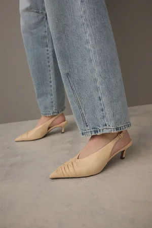 Next Forever Comfort Point Toe Ruched Slingback HeelsEU 39 (UK 6)