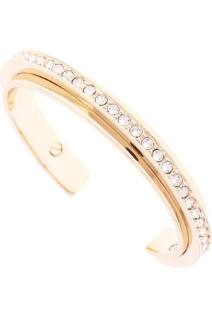 Karen Millen Gold Tone Crystal Diagonal Cuff Braceleteen