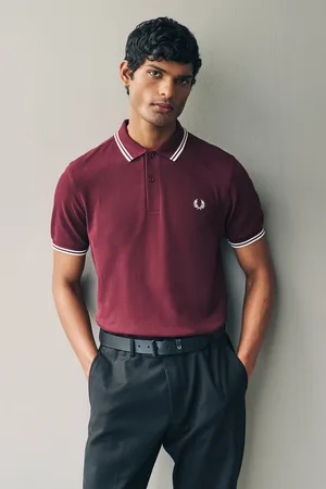 Fred Perry Poloshirt met twee contrasterende streepjes voor heren, gemaakt van 100% katoenXL