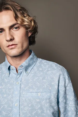 Next Roll Sleeve Textured Floral 100% Cotton Oxford ShirtXXL